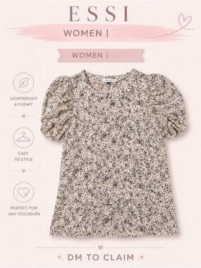 Calvin Klein Cream Floral Puff-Sleeve Tunic